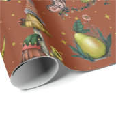Festive Red Mushrooms Cottcore Merry kerst Cadeaupapier (Rol Hoek)