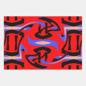 Festive Red Native Indian and Japans Art Blend Inpakpapier Vel (Voorkant 3)