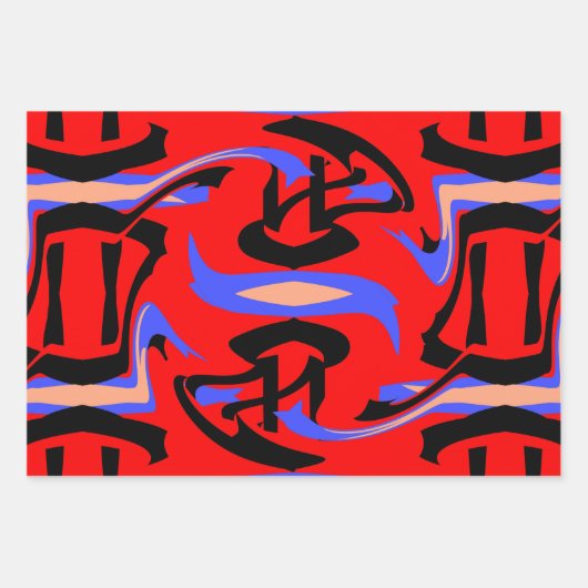 Festive Red Native Indian and Japans Art Blend Inpakpapier Vel (Voorkant 2)