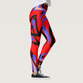 Festive Red Native Indian and Japans Art Blend Leggings (Rechts)