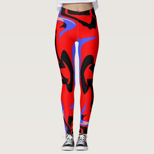 Festive Red Native Indian and Japans Art Blend Leggings (Voorkant)