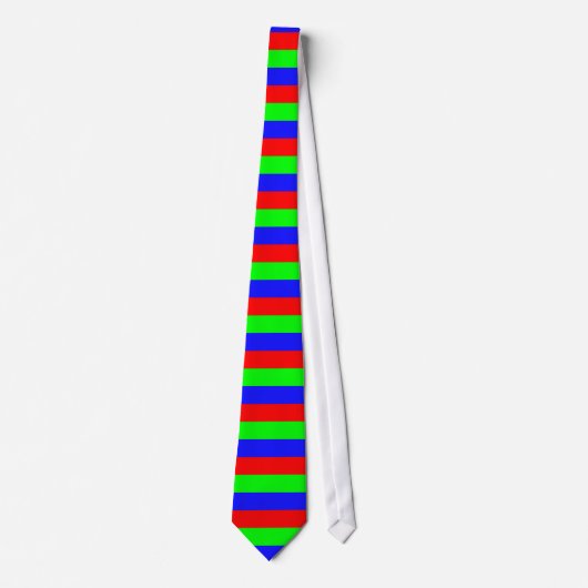 Festive Red, Neon Green en Blue Thick Stripes Stro Stropdas (Voorkant)