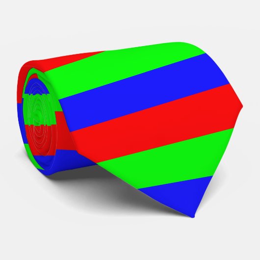 Festive Red, Neon Green en Blue Thick Stripes Stro Stropdas (Opgerold)