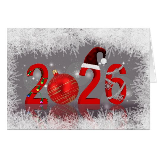 Festive Red New Year 2026 Merry Christmas (Voorkant Horizontaal)