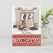 Festive Red Nordic Sweater Kerstmis Patroon Feestdagenkaart (Staand voorkant)