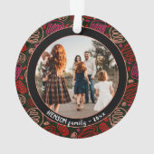 Festive Red One line art kerstfamilie Foto Ornament (achterkant)