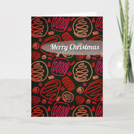 Festive Red One Line Artistic Pattern Kerstmis Feestdagen Kaart
