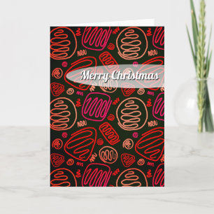 Festive Red One Line Artistic Pattern Kerstmis Feestdagen Kaart