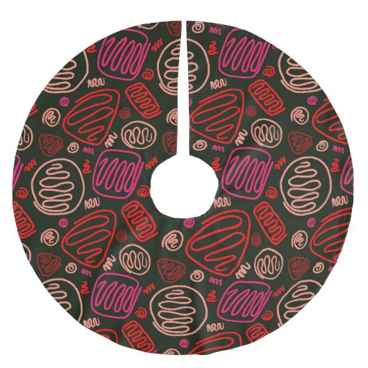 Festive Red One Line Artistic Testing Pattern Kerstboom Rok (Voorkant)