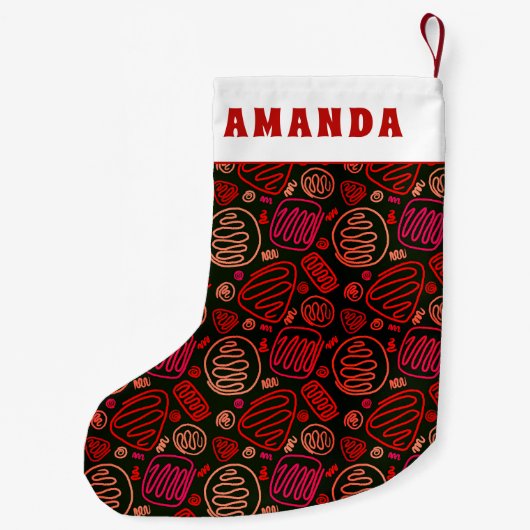 Festive Red One Line Artistic Testing Pattern Name Kleine Kerstsok (Achterkant)