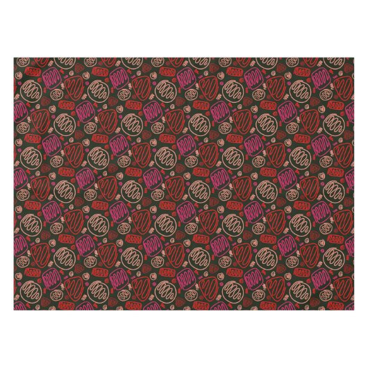 Festive Red One Line Artistic Testing Pattern Tafelkleed (Voorkant (Horizontaal))