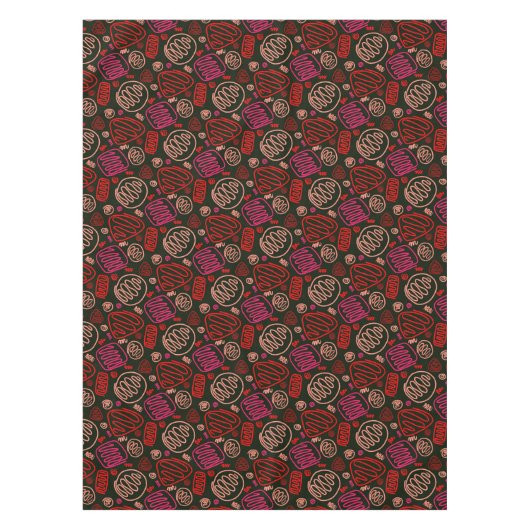 Festive Red One Line Artistic Testing Pattern Tafelkleed (Voorkant)