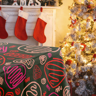 Festive Red One Line Artistic Testing Pattern Tafelkleed