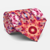 Festive Red Paars Yellow Geometric Kerstster Stropdas (Opgerold)