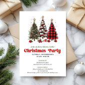 Festive red plaid buffalo Christmas tree invites Kaart