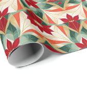 Festive Red Poinsettia Cadeaupapier (Rol Hoek)