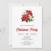 Festive Red Poinsettia Floral Script Font Xmas Kaart (Voorkant)