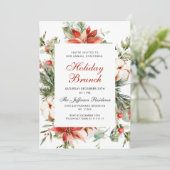 Festive Red Poinsettia Kerstfeestdag Brunch Kaart (Staand voorkant)