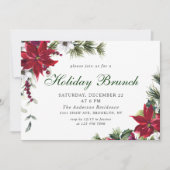 Festive Red Poinsettia Kerstfeestdag Brunch Kaart (Voorkant)
