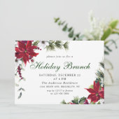 Festive Red Poinsettia Kerstfeestdag Brunch Kaart (Staand voorkant)