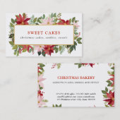 Festive Red Poinsettia Waterverf Kerstmis  Visitekaartje (Voorkant / Achterkant)