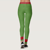 Festive Red Polka Dots and Green Stripes Santa Leggings (Achterkant)