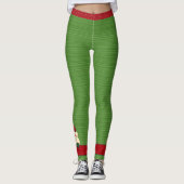 Festive Red Polka Dots and Green Stripes Santa Leggings (Voorkant)