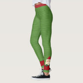 Festive Red Polka Dots and Green Stripes Santa Leggings (Links)