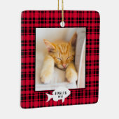 Festive Red Pset Cat Name Kerstmis Keramisch Ornament (Rechts)