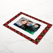 Festive Red Pset Pattern Foto Merry Kerstry Folie Feestdagenkaart (Gedraaid)