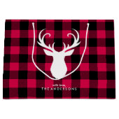 Festive Red Pset Pattern Kerstmis Large Cadeautasje (Voorkant)