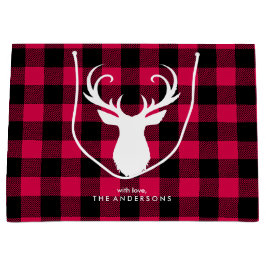 Festive Red Pset Pattern Kerstmis Large Cadeautasje