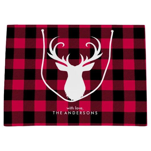 Festive Red Pset Pattern Kerstmis Large Cadeautasje (Voorkant)