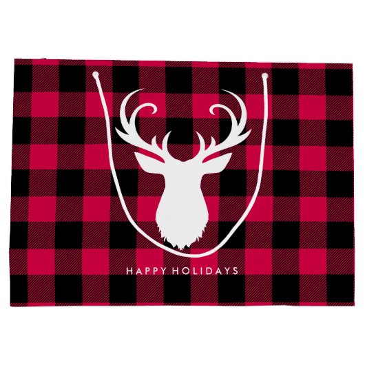 Festive Red Pset Pattern Kerstmis Large Cadeautasje (Achterkant)