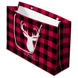 Festive Red Pset Pattern Kerstmis Large Cadeautasje