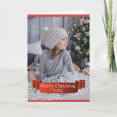 Festive Red Ribbon Merry kerstfoto Feestdagen Kaart (Voorkant)