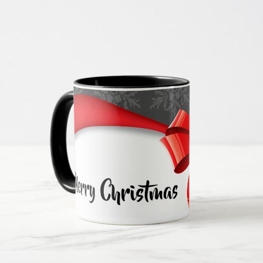 Festive Red Ribbon-Mok voor kerstmis Mok (Voorkant links)