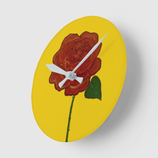 Festive Red Rose & Yellow Round Clock Ronde Klok (Hoek)