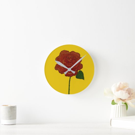 Festive Red Rose & Yellow Round Clock Ronde Klok (Huis)