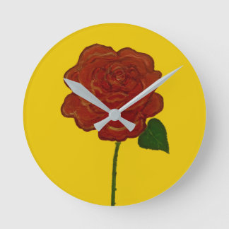 Festive Red Rose & Yellow Round Clock Ronde Klok