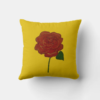 Festive Red Rose & Yellow Throw Pillow Kussen