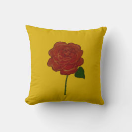 Festive Red Rose & Yellow Throw Pillow Kussen