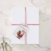 Festive Red Santa Claus Persoonlijke Kerstmis Cadeaulabel (Met Touw)