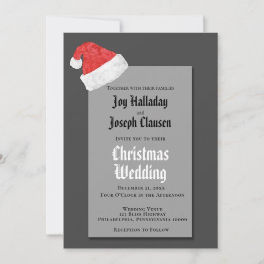Festive Red Santa Hat kerstbruiloft Aankondiging (Voorkant)