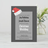 Festive Red Santa Hat kerstbruiloft Aankondiging (Staand voorkant)