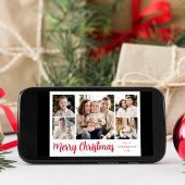 Festive Red Script 5 Photo Collage Feestdagenkaart