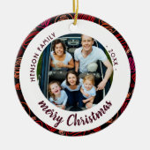 Festive Red Shapes Family Photo Merry Kerstmis Keramisch Ornament (Voorkant)