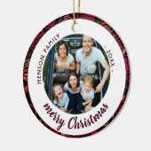 Festive Red Shapes Family Photo Merry Kerstmis Keramisch Ornament (Links)