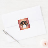 Festive Red Snowflake Metallic Family Foto Vierkante Sticker (Envelop)