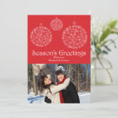 Festive Red Snowflake Ornament Holiday Fotokaart Feestdagenkaart (Staand voorkant)
